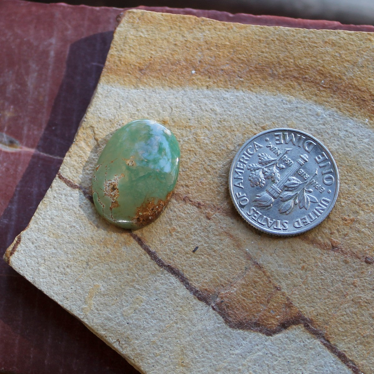 6.6 carat oval green Stone Mountain Turquoise cabochon