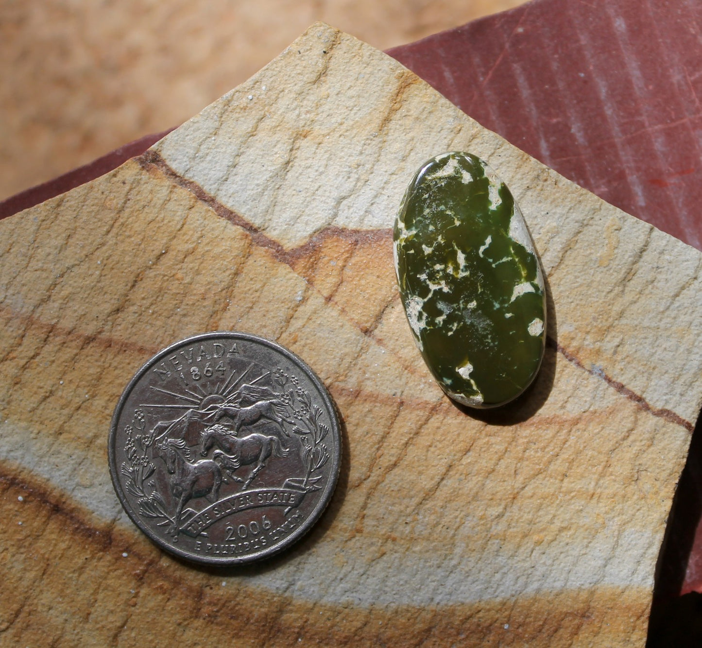 14.4 carat dark green Stone Mountain Turquoise cabochon oval