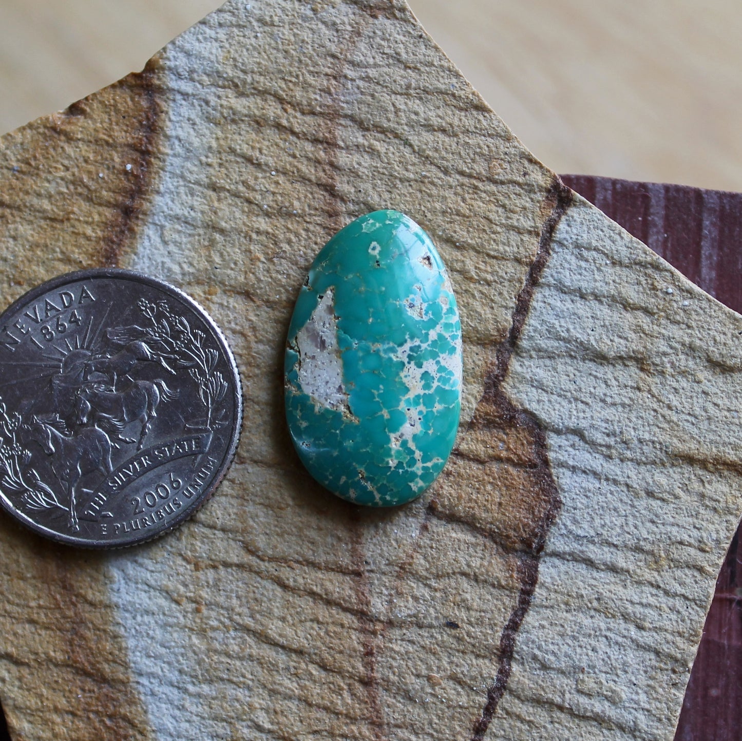 12 carat teal blue Stone Mountain Turquoise cabochon