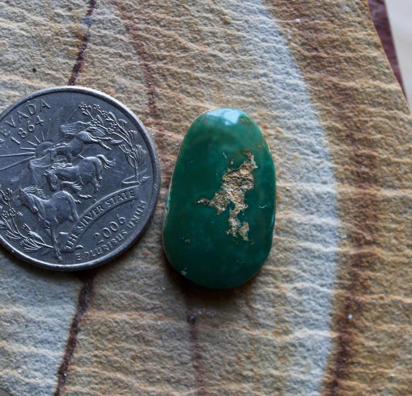 11 carat green Stone Mountain Turquoise cabochon