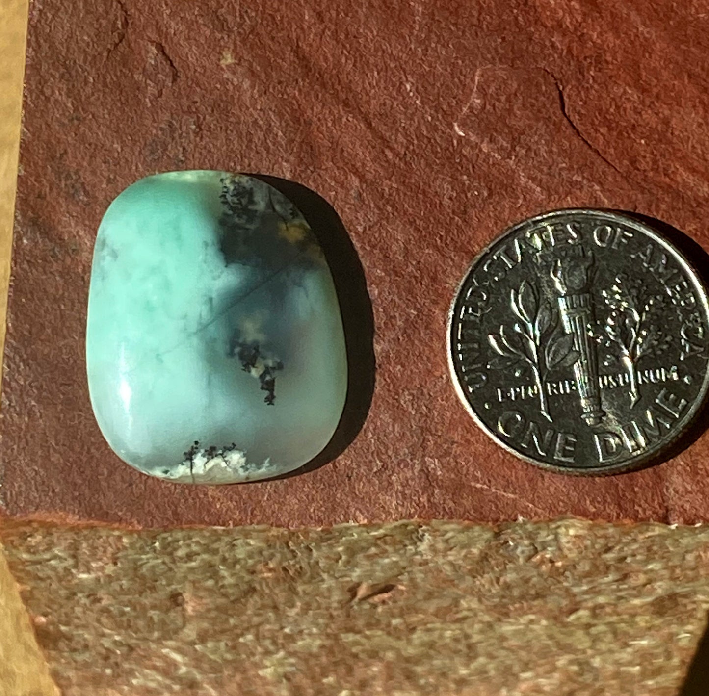 13.5 carat Australian chrysoprase cabochon by the Nevada Cassidys
