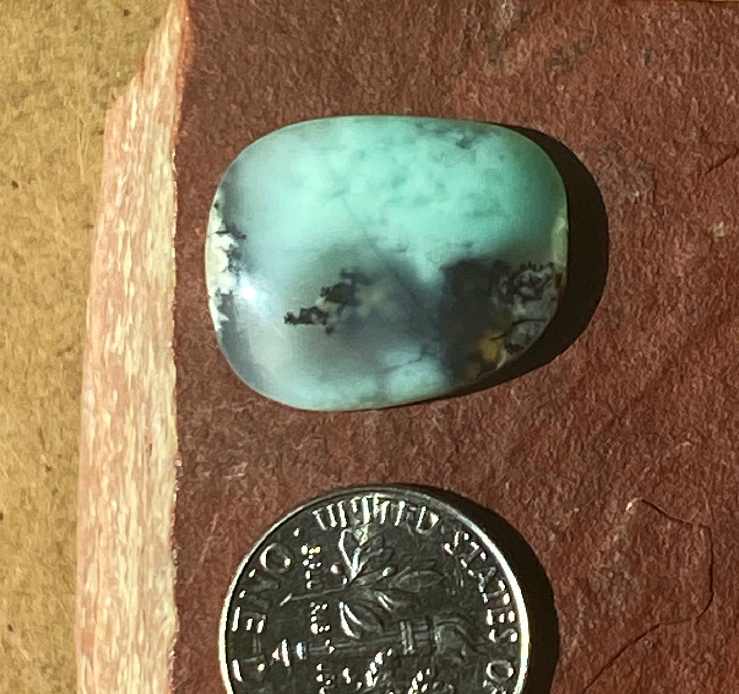 13.5 carat Australian chrysoprase cabochon by the Nevada Cassidys