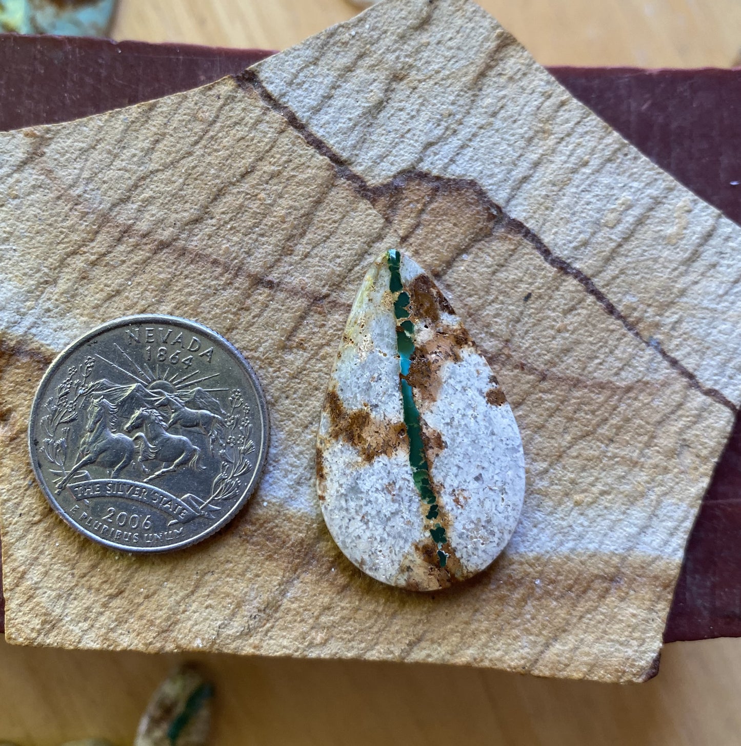 21 carat green boulder-cut Stone Mountain Turquoise cabochon