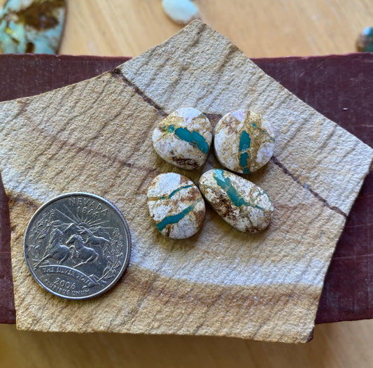 31 carats green boulder-cut Stone Mountain Turquoise cabochons