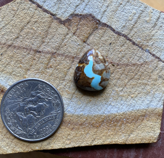 10 carat blue boulder-cut green Stone Mountain Turquoise cabochon