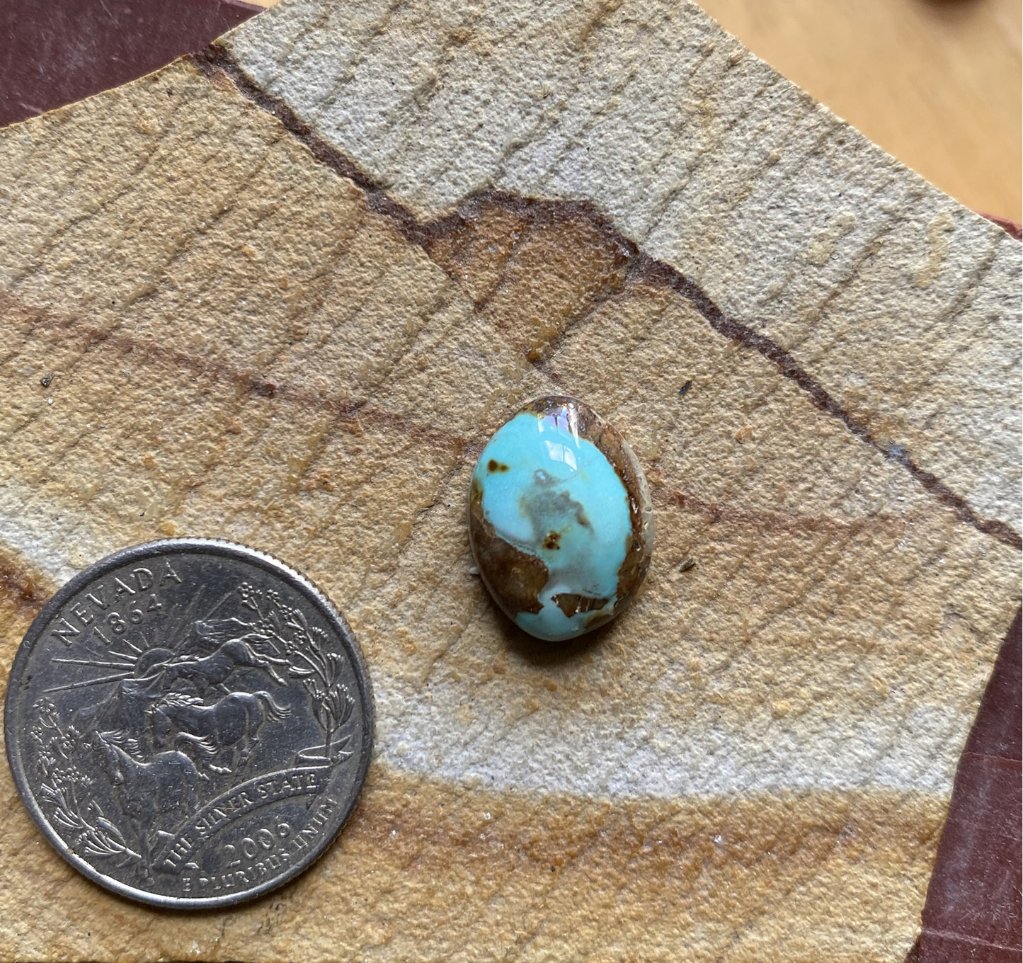 8 carat boulder-cut Stone Mountain Turquoise cabochon