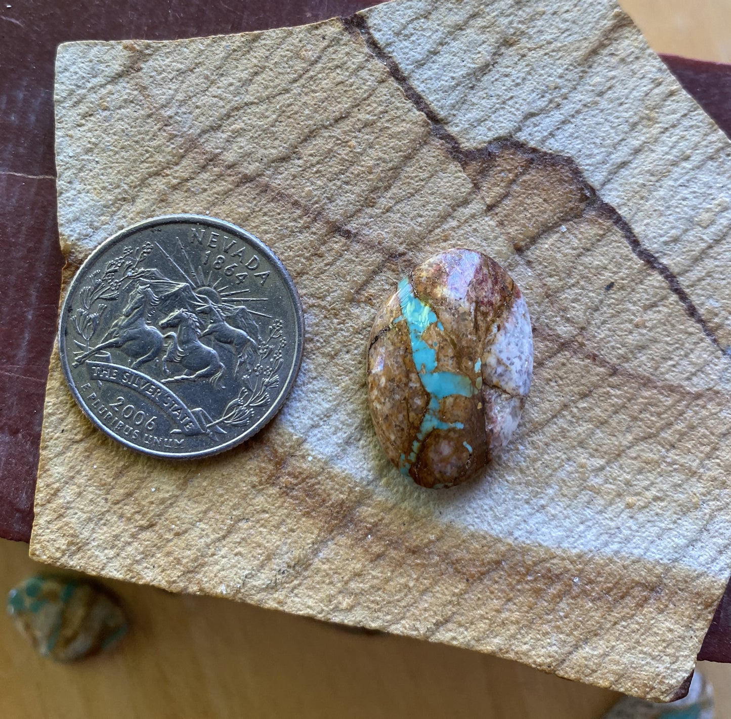 18 carat blue boulder-cut Stone Mountain Turquoise cabochon