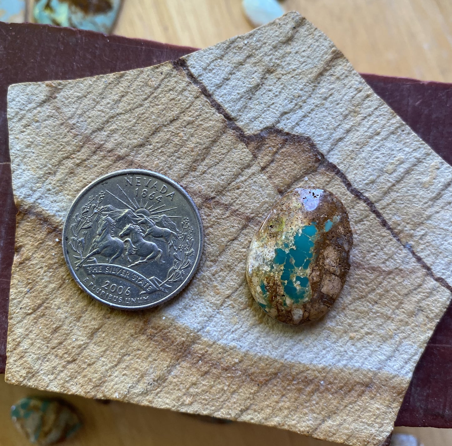 15 carat teal green boulder-cut Stone Mountain Turquoise cabochon