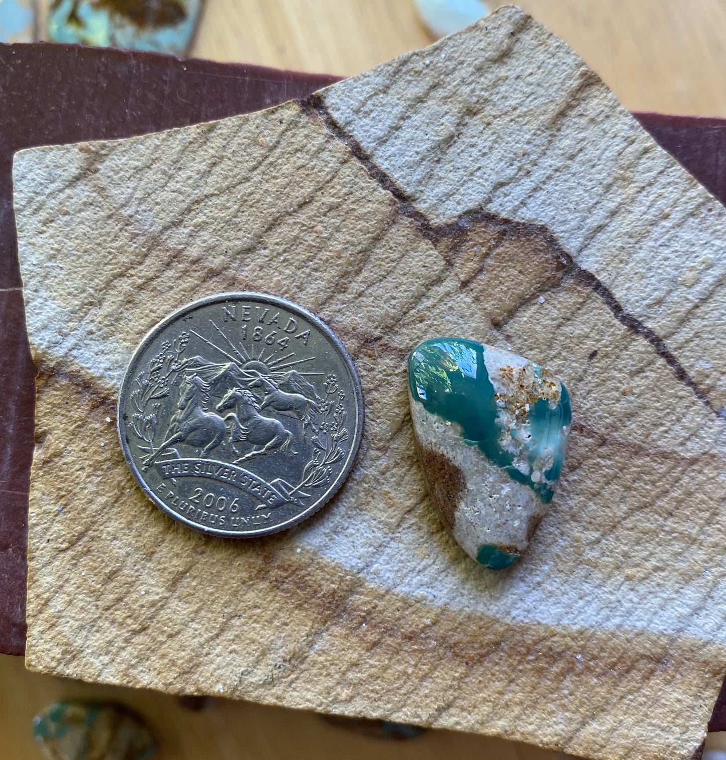 14 carat teal green boulder-cut Stone Mountain Turquoise cabochon