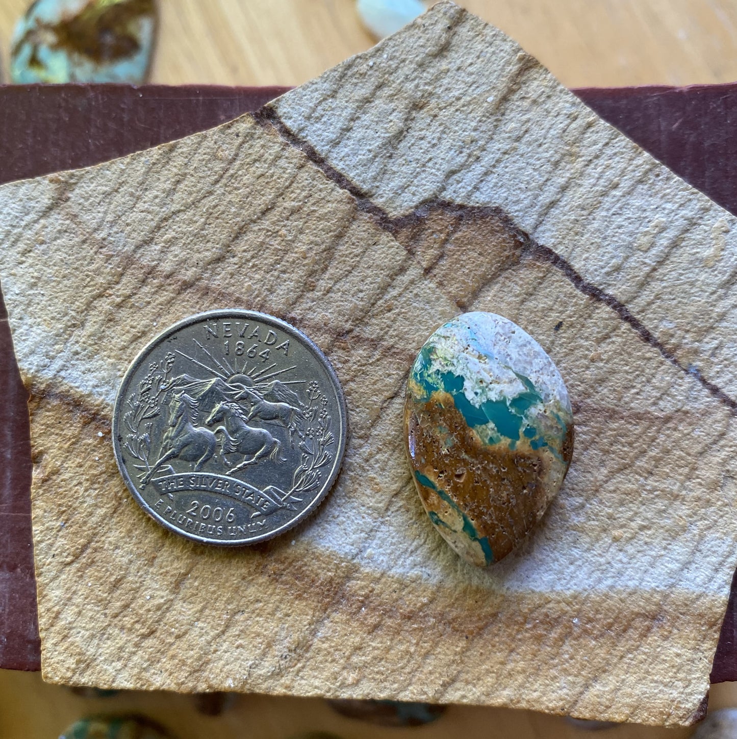 21 carat teal green boulder-cut Stone Mountain Turquoise cabochon