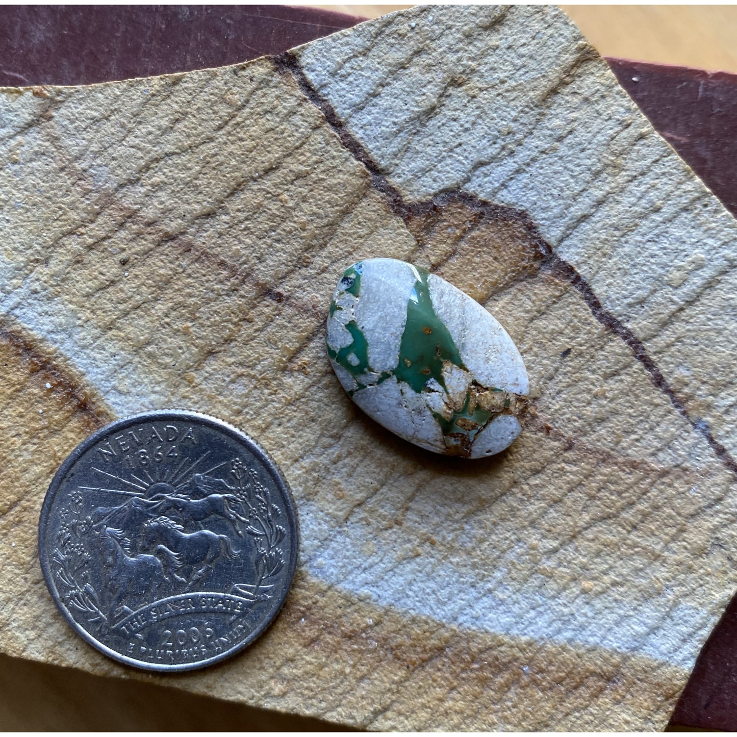 13 carat green boulder-cut Stone Mountain Turquoise cabochon