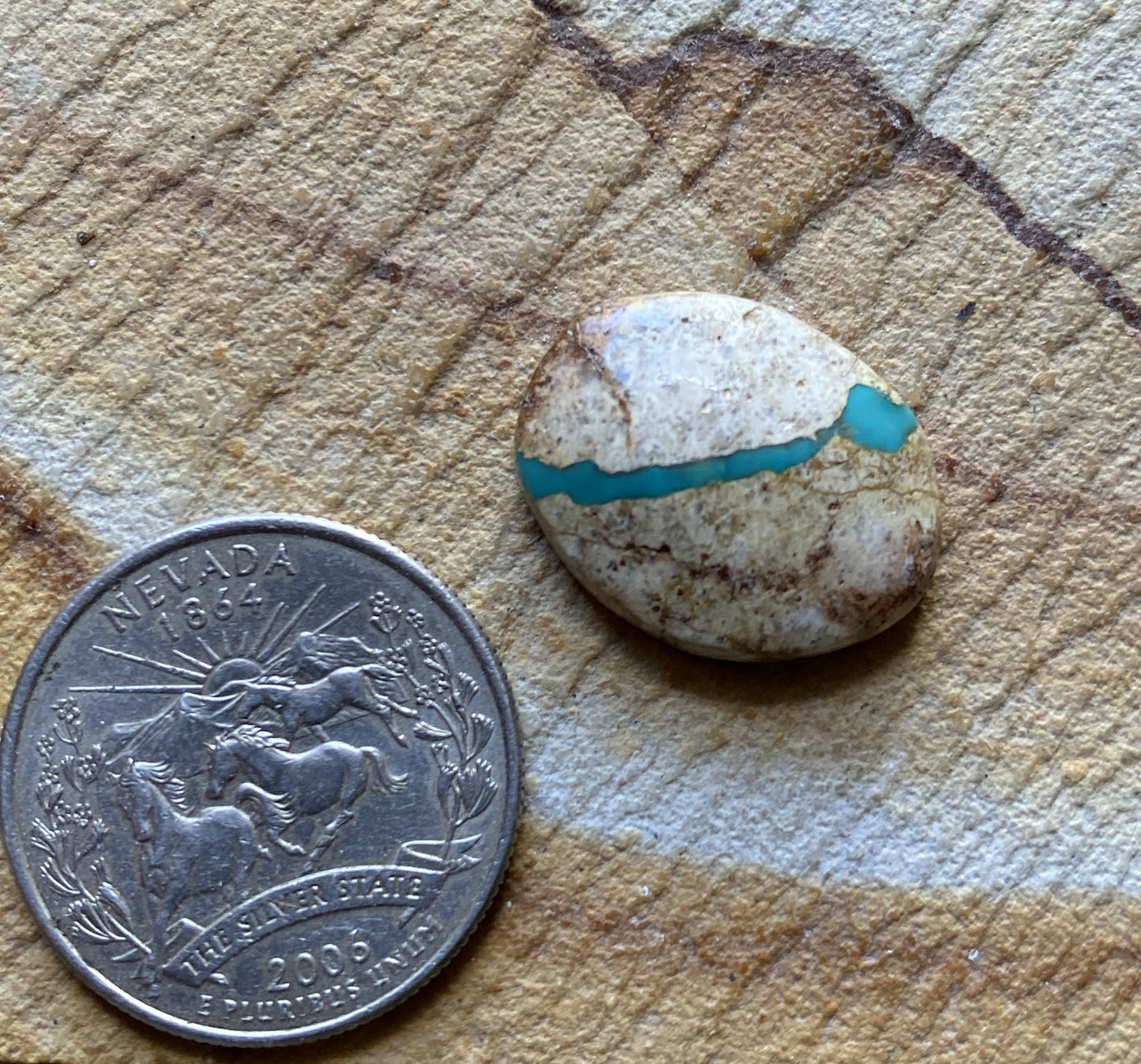 12 carat boulder-cut Stone Mountain Turquoise cabochon oval