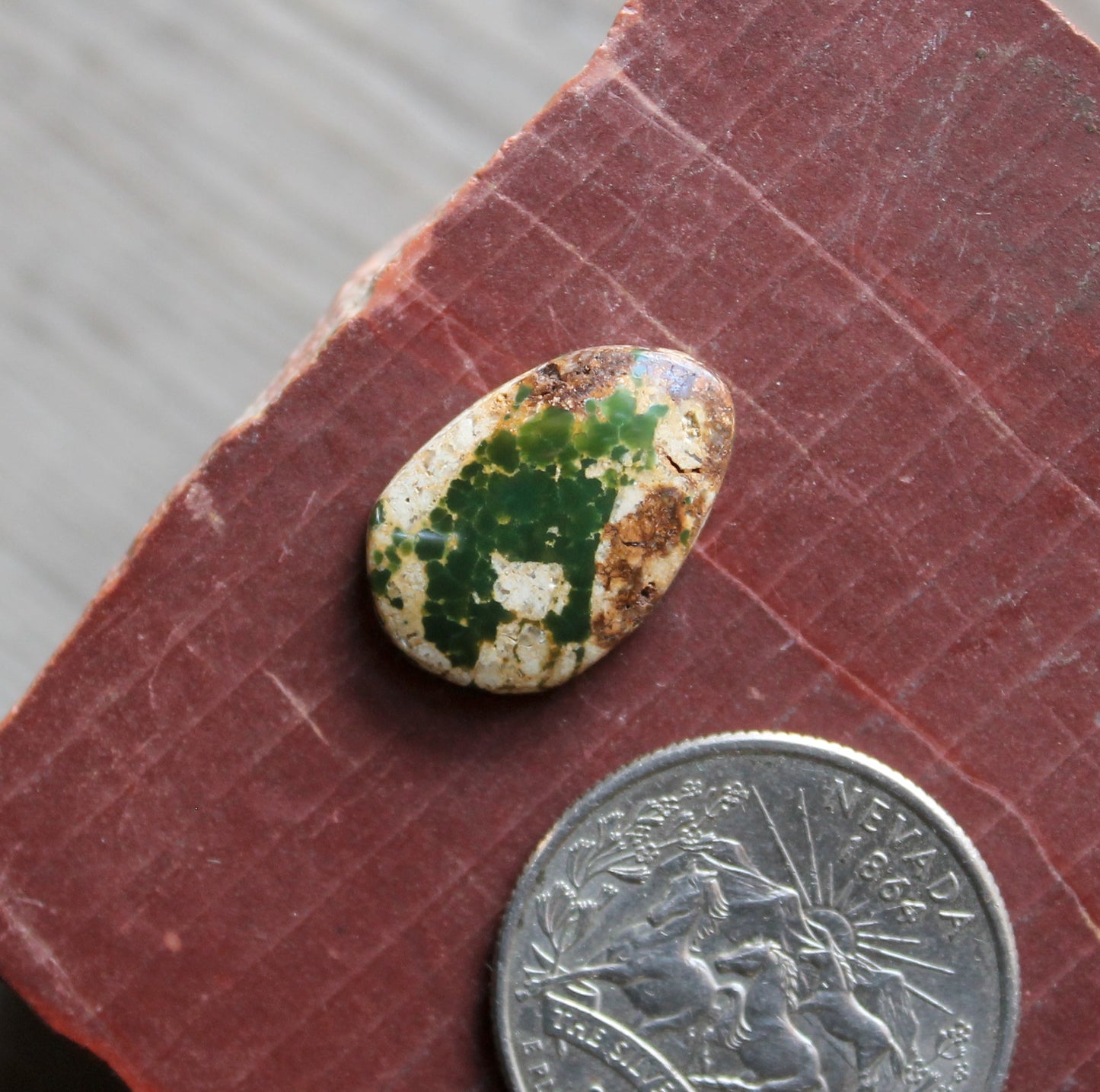 6 carat green boulder-cut Stone Mountain Turquoise cabochon