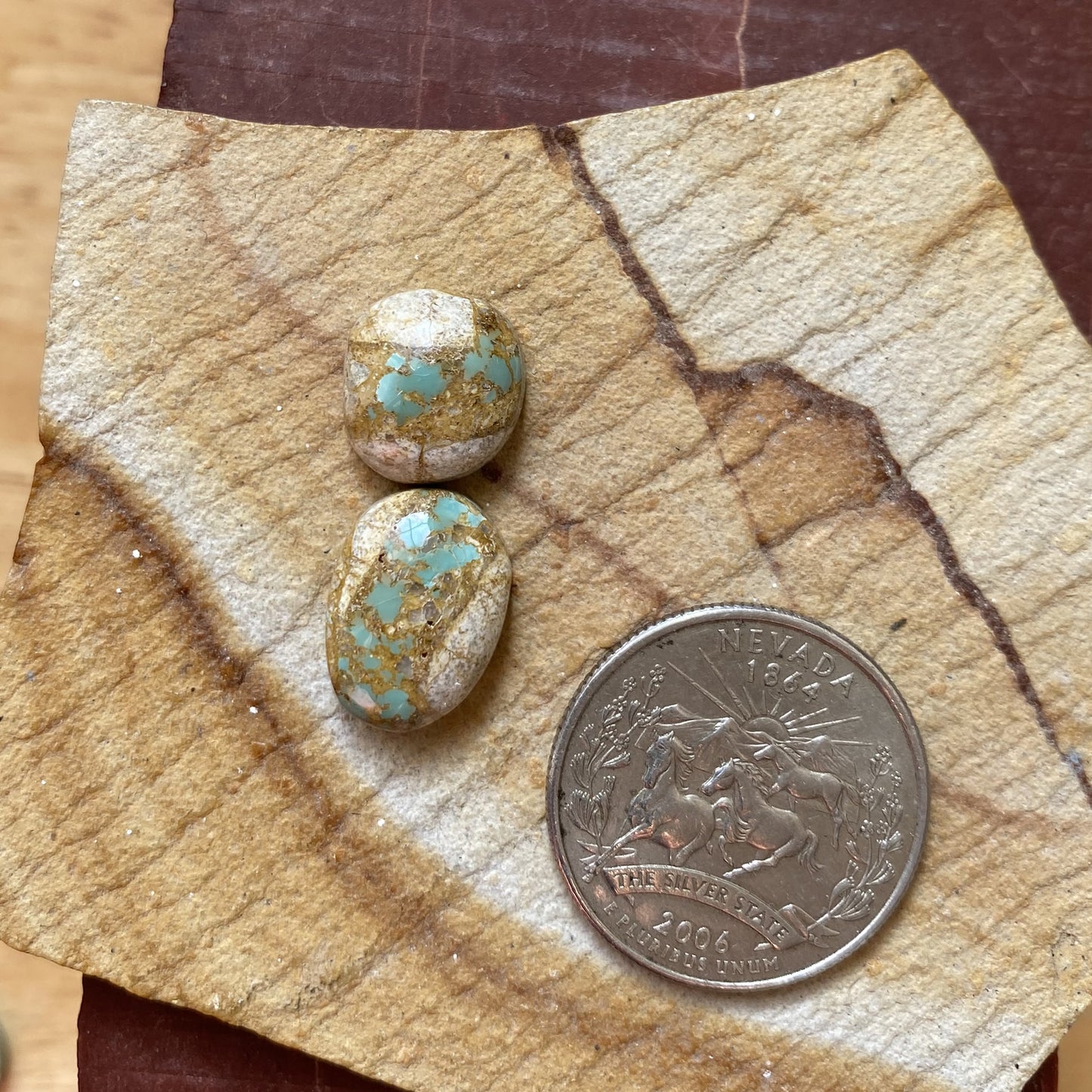 13 carats blue boulder-cut Stone Mountain Turquoise cabochons