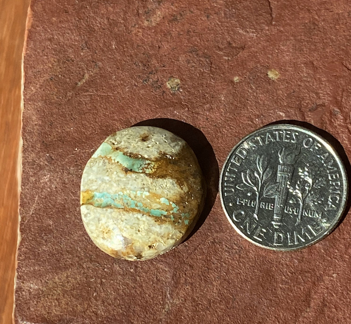 14 carat natural boulder-cut Stone Mountain Turquoise with a high dome