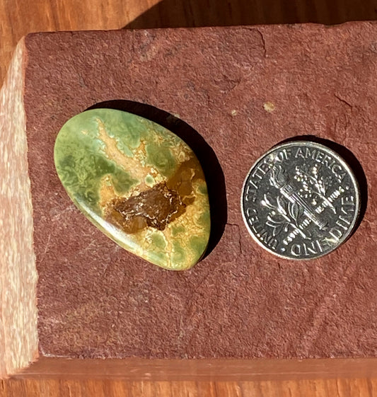 19 carat natural green Stone Mountain Turquoise cabochon with red matrix