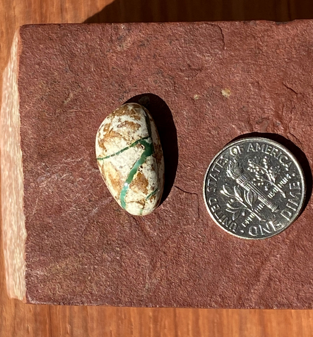 9 carats natural boulder-cut Stone Mountain Turquoise cabochon with a high dome