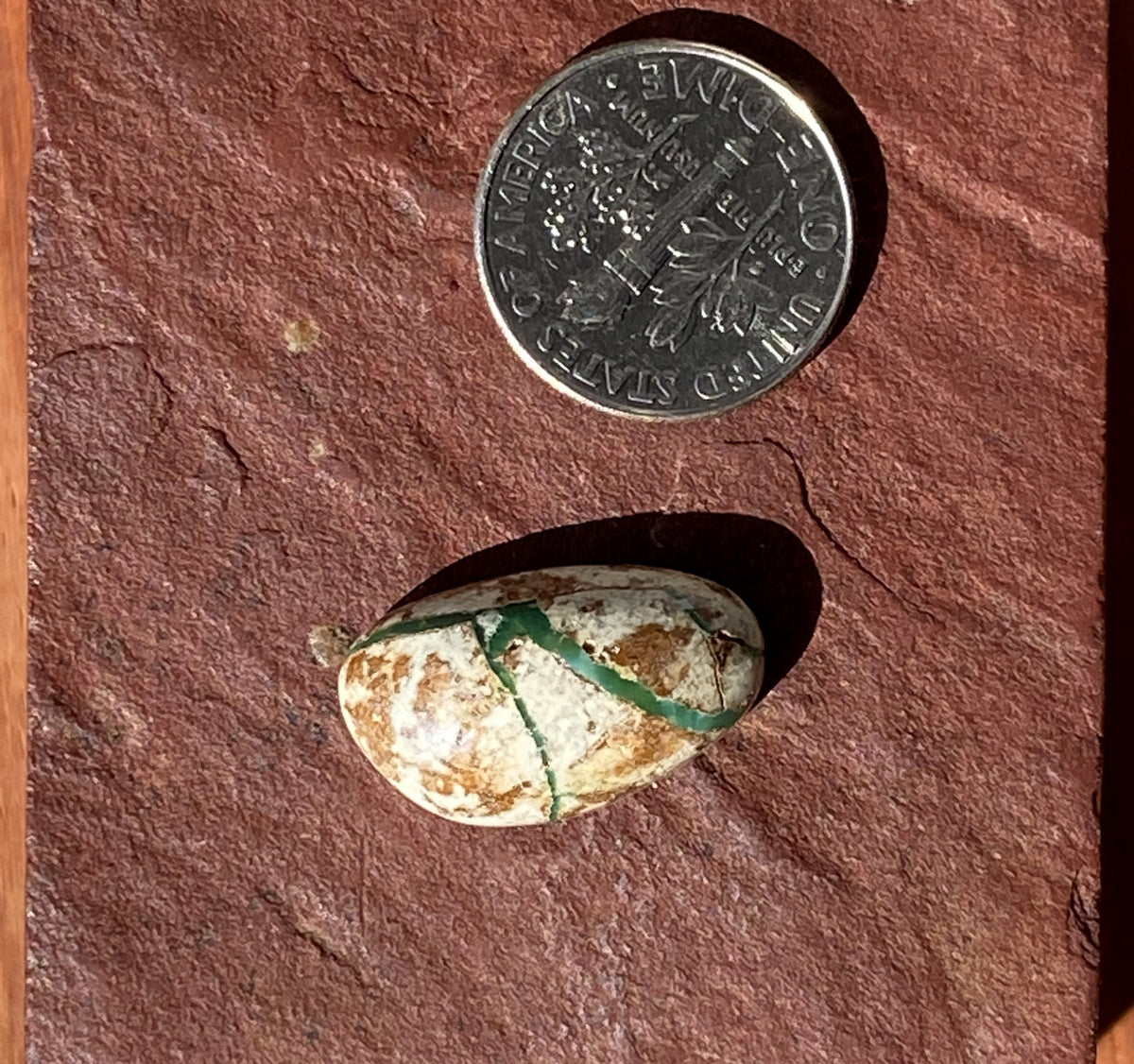 9 carats natural boulder-cut Stone Mountain Turquoise cabochon with a high dome