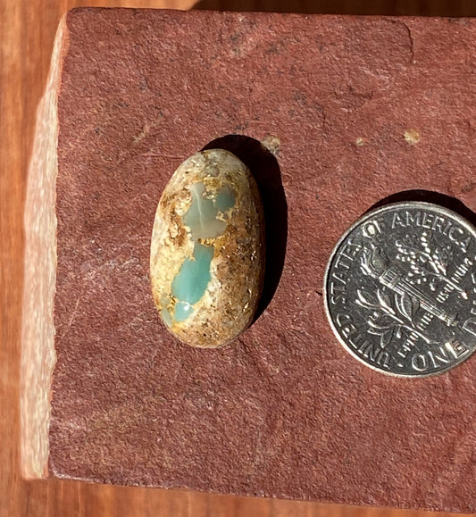10 carats natural boulder-cut Stone Mountain Turquoise cabochon with a high dome