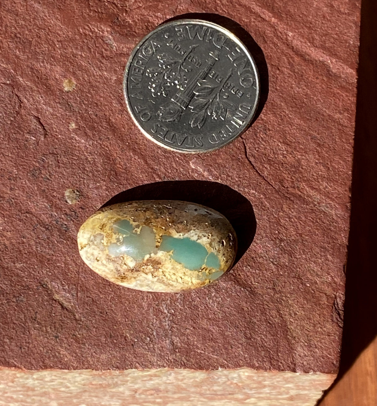 10 carats natural boulder-cut Stone Mountain Turquoise cabochon with a high dome