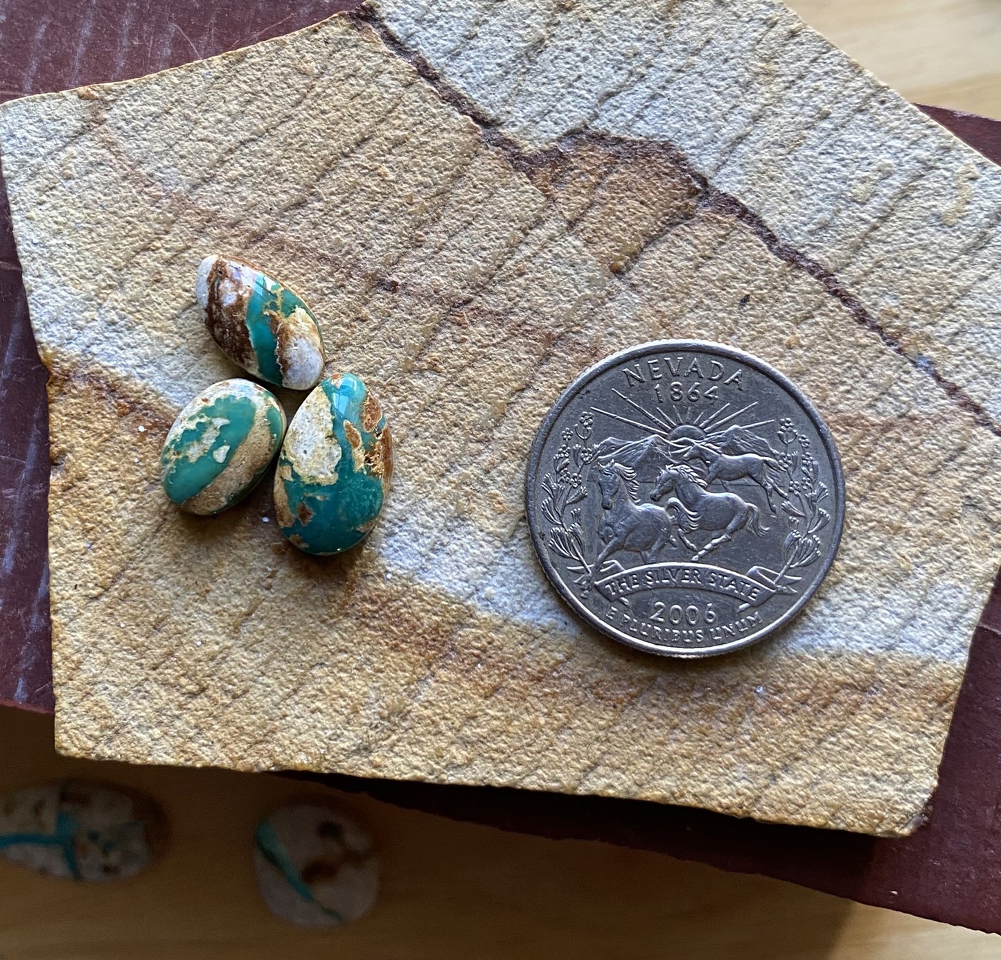 10 carats boulder-cut Stone Mountain Turquoise cabochons