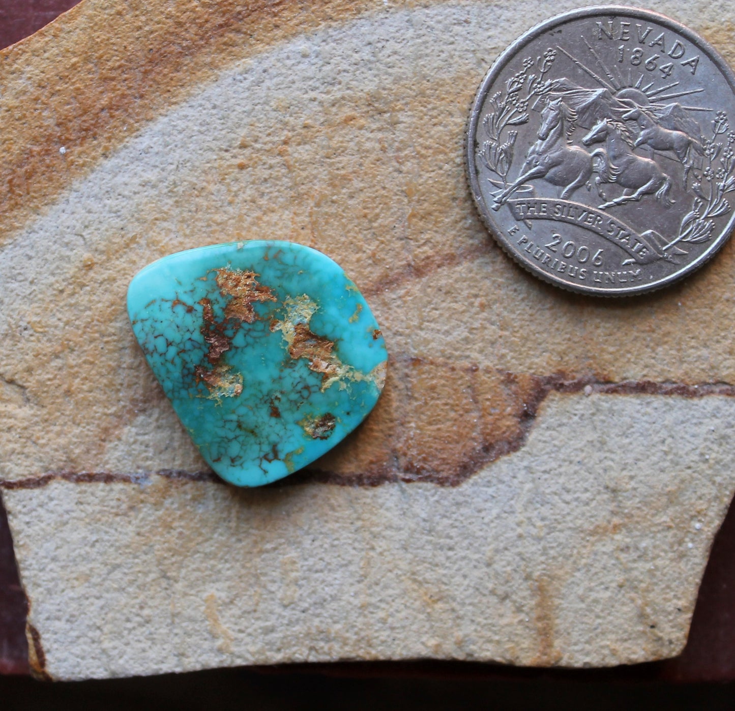 13 carat blue Stone Mountain Turquoise cabochon with red matrix