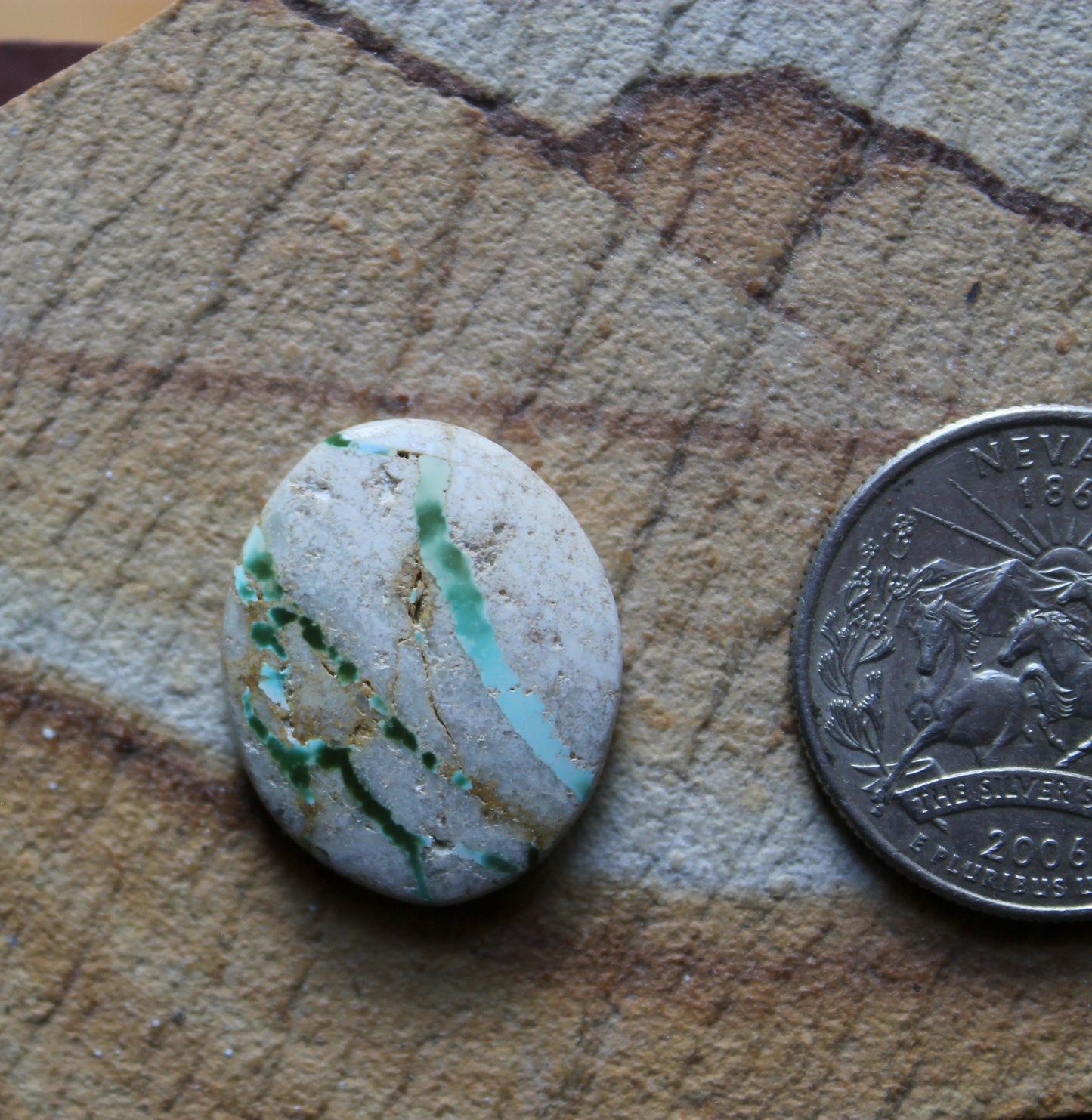 13 carat boulder-cut Stone Mountain Turquoise cabochon oval