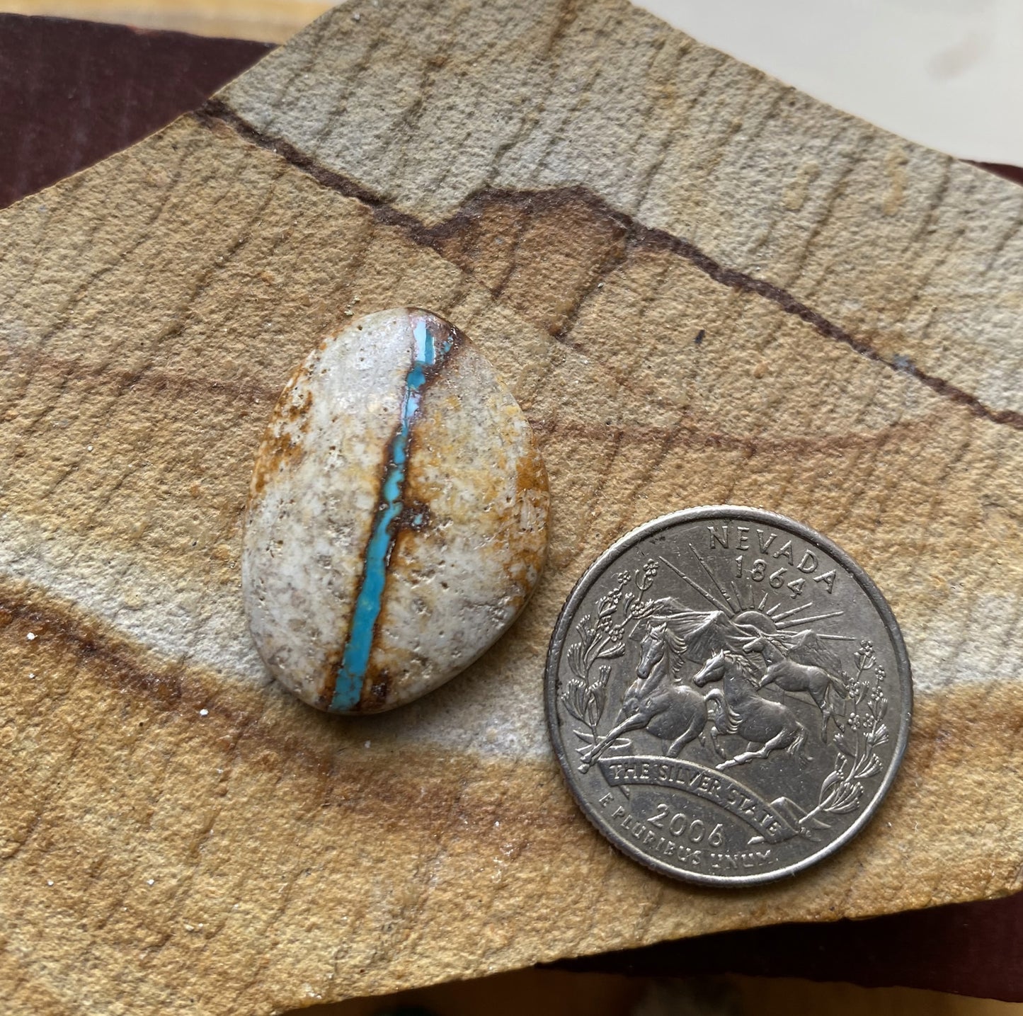 22 carat boulder-cut natural Stone Mountain Turquoise cabochon
