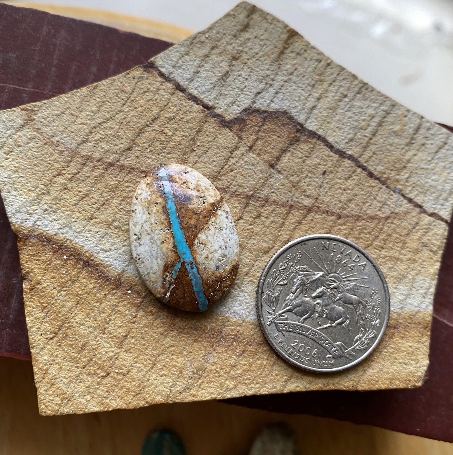 17 carat boulder-cut natural Stone Mountain Turquoise cabochon