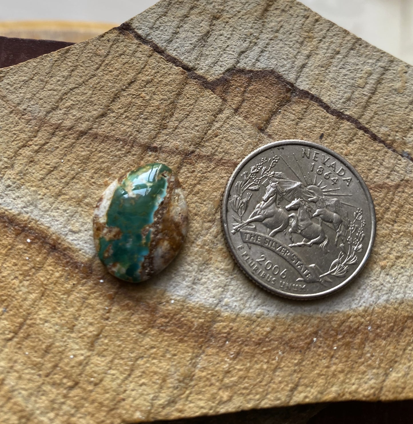 8 carats natural boulder-cut Stone Mountain Turquoise cabochon