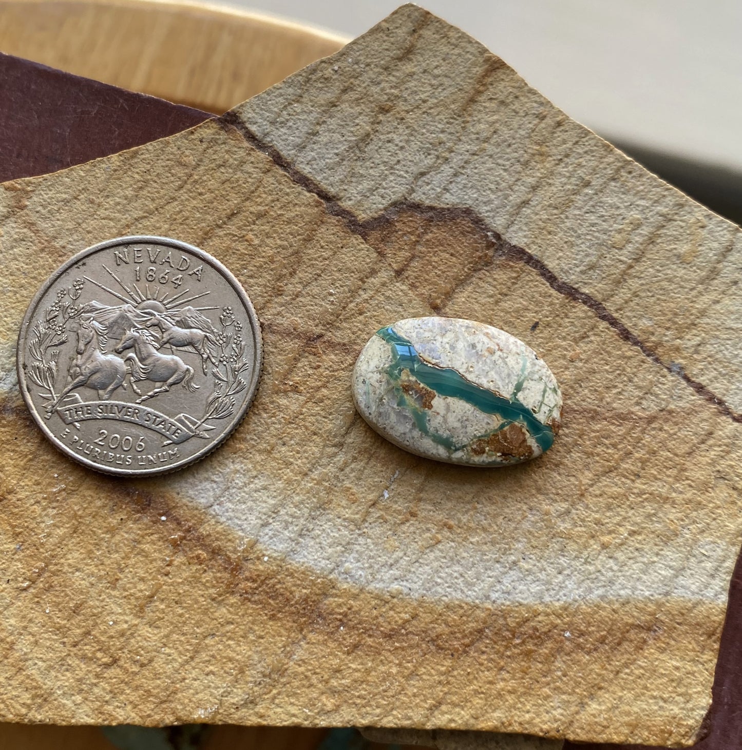 9 carat natural boulder-cut Stone Mountain Turquoise cabochon