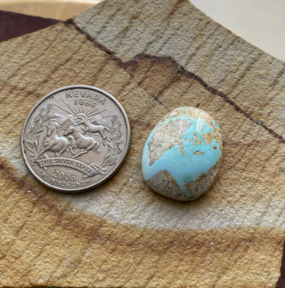 13 carat natural boulder Stone Mountain Turquoise cabochon with a high dome