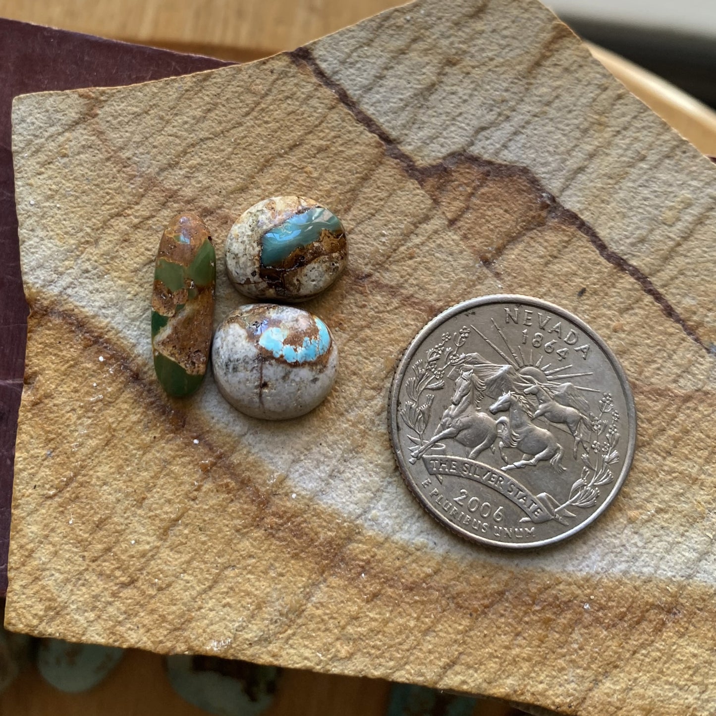 13 carat natural boulder-cut Stone Mountain Turquoise cabochons