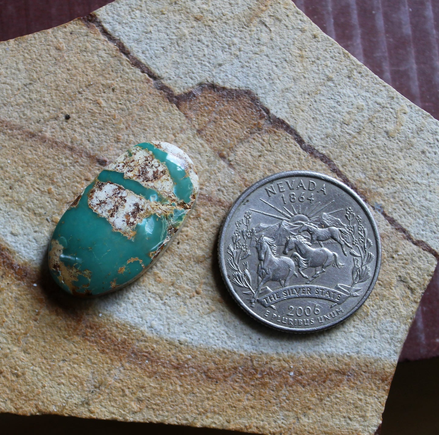 17 carat green boulder-cut Stone Mountain Turquoise cabochon