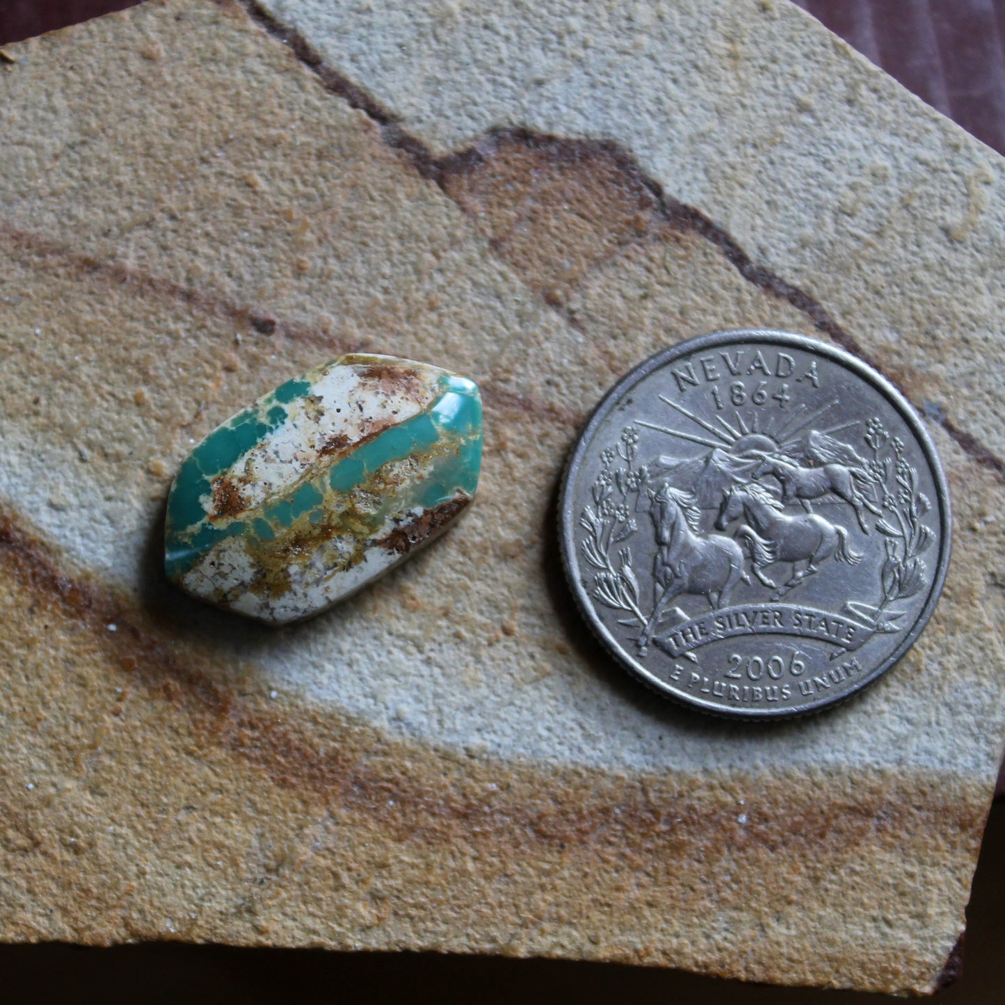 10 carat green boulder-cut Stone Mountain Turquoise cabochon