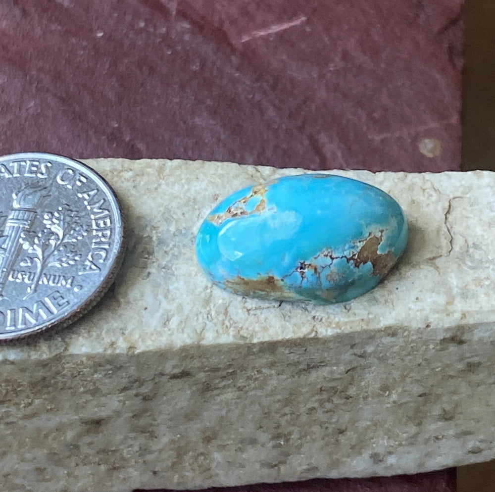 7 carat tall dome natural blue Stone Mountain Turquoise cabochon with red matrix