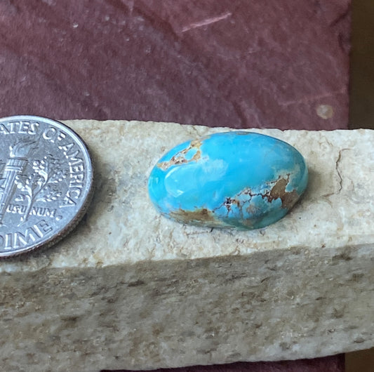 7 carat tall dome natural blue Stone Mountain Turquoise cabochon with red matrix