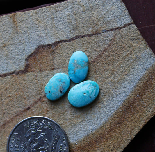 Three blue natural Blue June turquoise cabochons