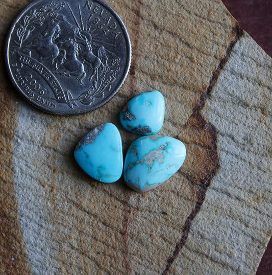 Three natural Blue June turquoise cabochons