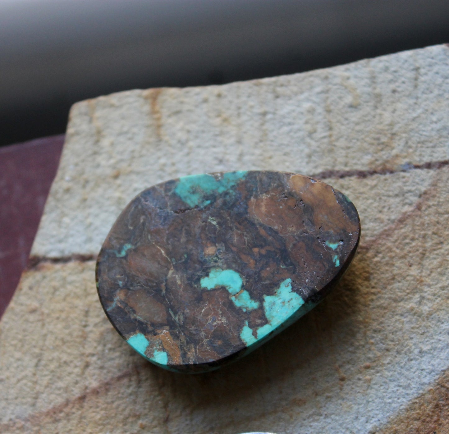 48 carat blue natural Blue June turquoise cabochon with a high dome