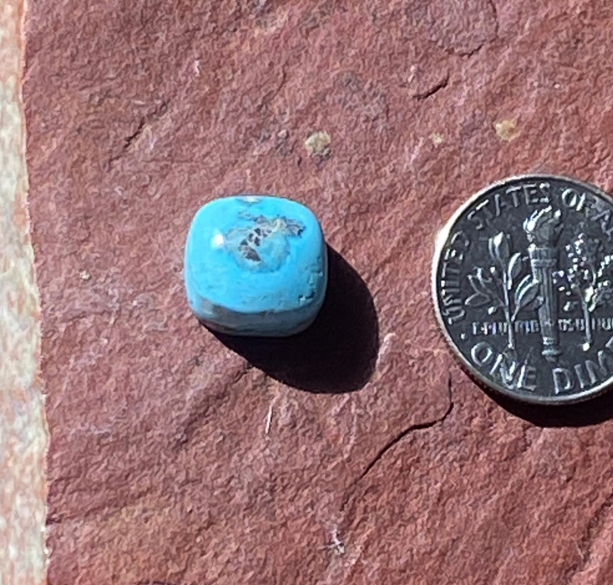 5 carat natural Blue June Turquoise cabochon with black matrix