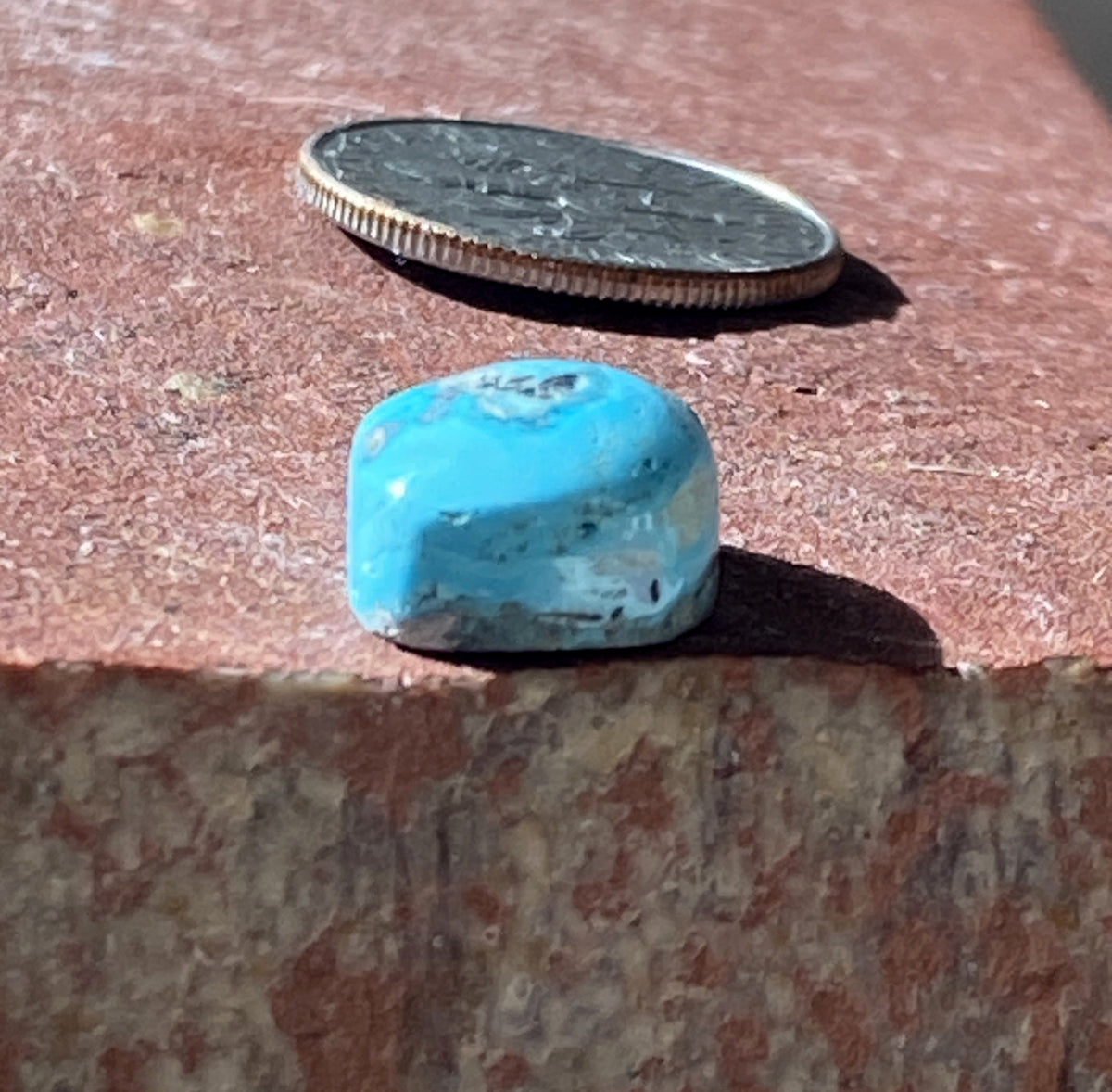 5 carat natural Blue June Turquoise cabochon with black matrix