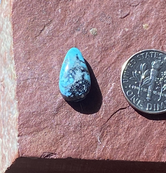 4 carat natural Blue June Turquoise cabochon with black matrix
