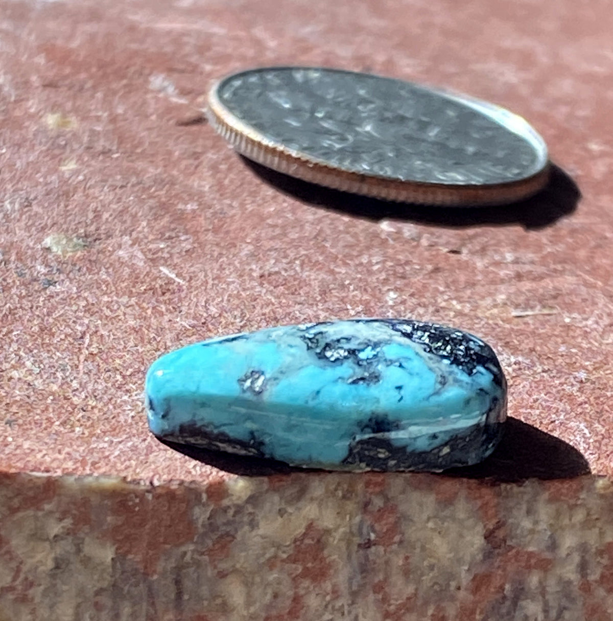 4 carat natural Blue June Turquoise cabochon with black matrix