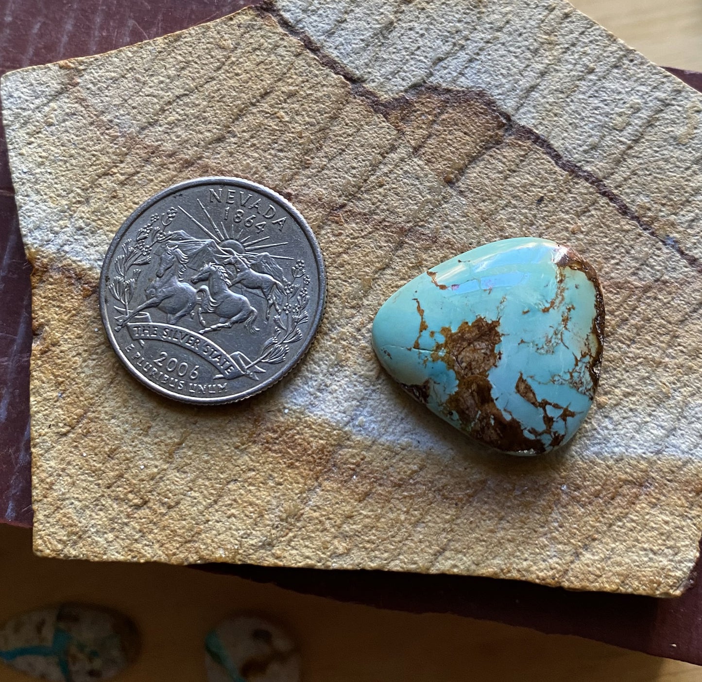 22 carat blue Stone Mountain Turquoise cabochon with iron inclusions