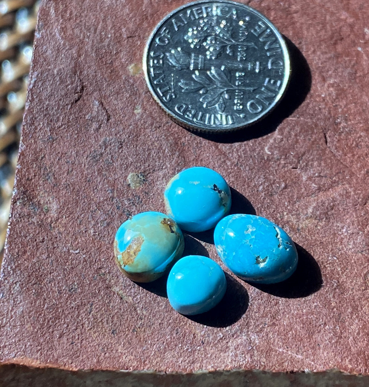7 carat small sky blue Stone Mountain Turquoise cabochons