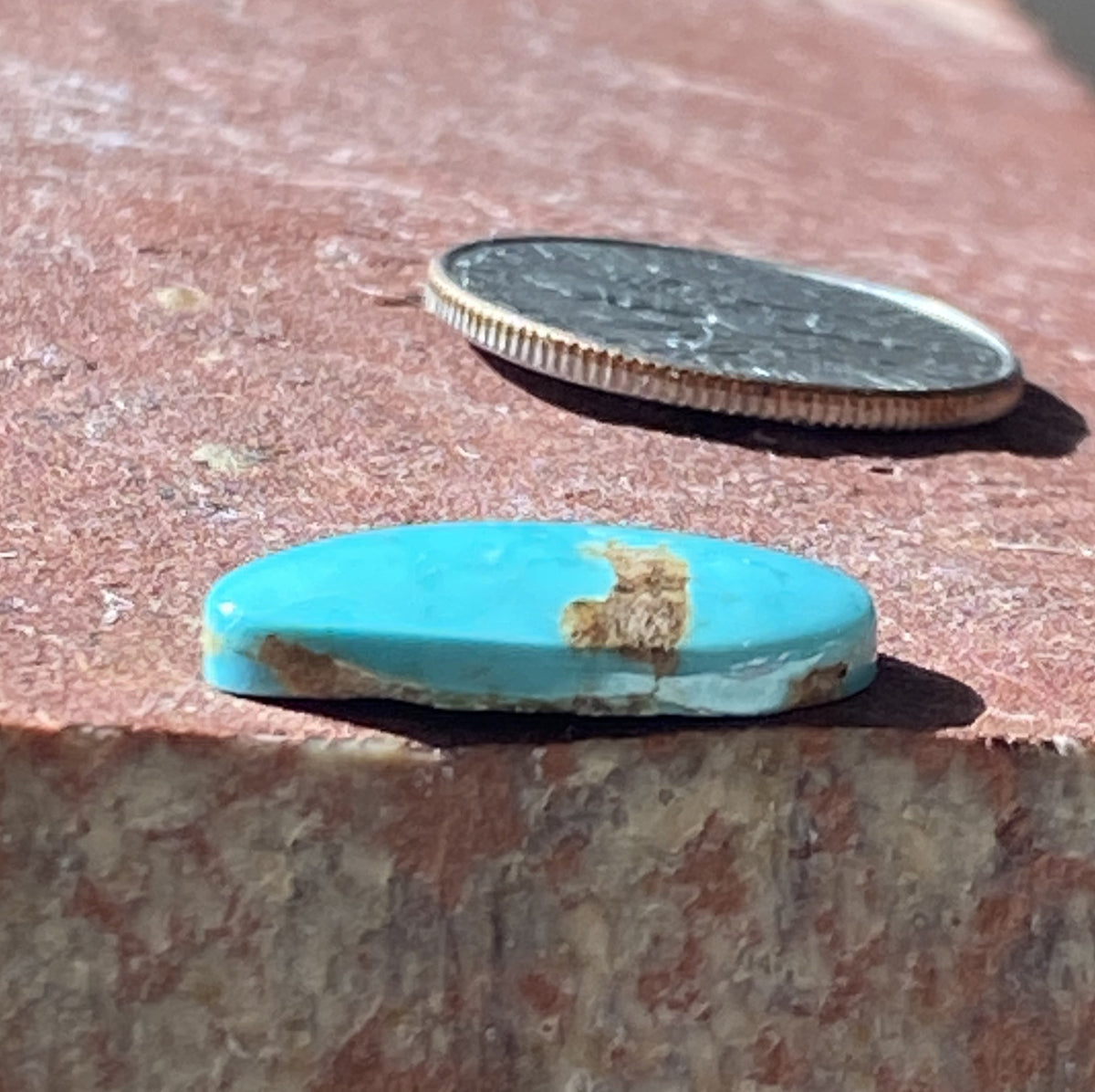 4 carat blue natural Stone Mountain Turquoise cabochon with red matrix