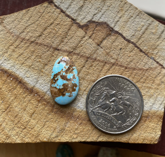 8 carat natural blue Stone Mountain Turquoise cabochon with red matrix