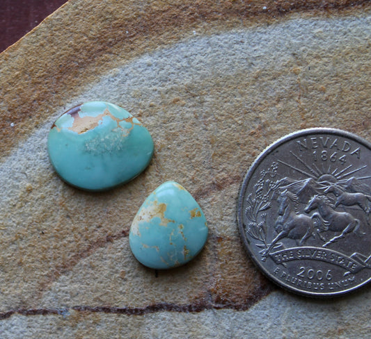 Two light blue Stone Mountain Turquoise cabochons