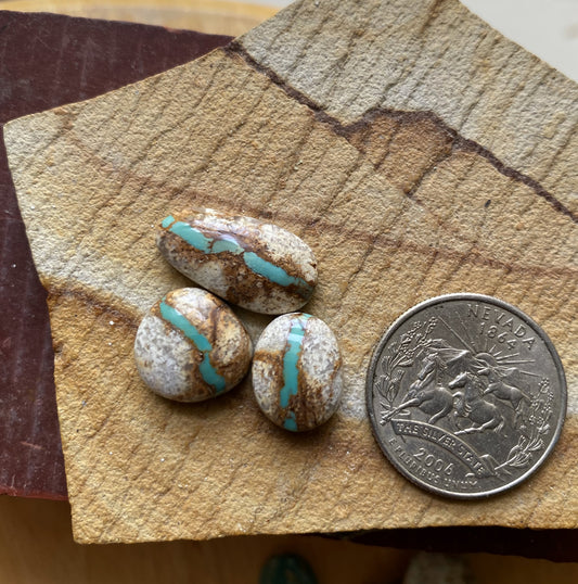 23 carats natural boulder-cut Stone Mountain Turquoise cabochons